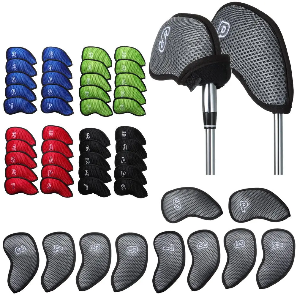 

10PCS Professional Putter Mesh Fabric Golf Accessories Club Headcover Golf Iron Head Cover Driver Mallet Protector
