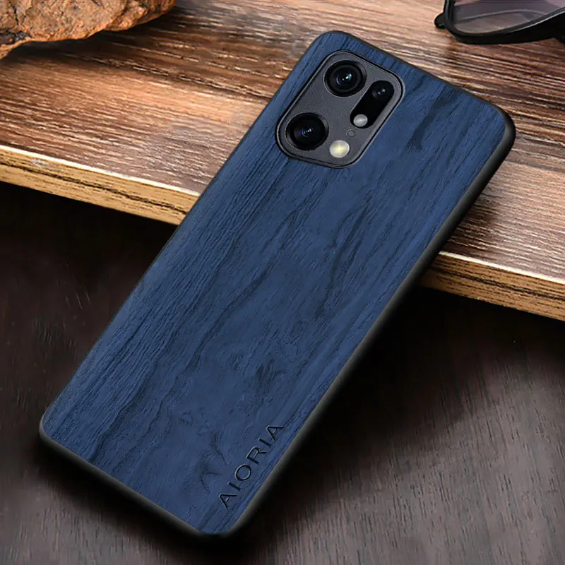 vintage case for oppo find x5 x3 pro coque fashion design simple style wooden pattern pu leather skin phone cover free global shipping