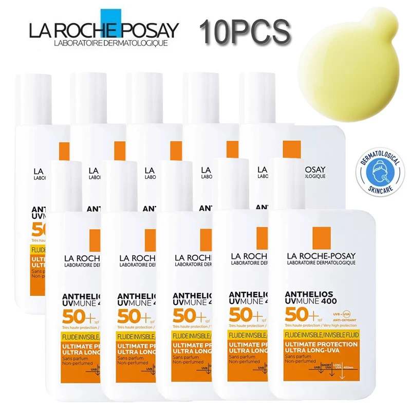 

10PCS La Roche Posay Sunscreen SPF 50+ Face Sunscreen Oil-Free Ultra-Light Fluid Broad Spectrum Universal No-Tint Body Sunscreen
