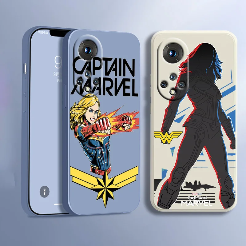 

Captain Marvel Superhero Phone Case For Honor 70 60 50 30 20 X20 10X 9X Pro Plus Lite Liquid Rope Silicone Candy Cover