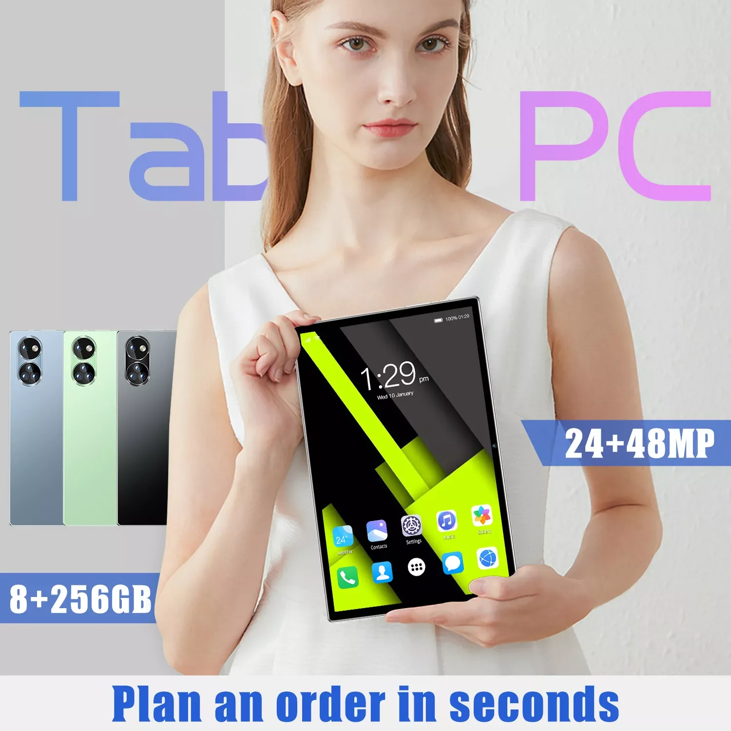 

Планшет Android 12, 128x80, Wi-Fi, 2K, ЖК-экран, Восьмиядерный процессор Snapdragon, 6 ГБ, ГБ