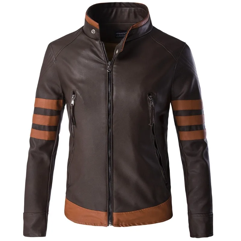 

Autumn Men's Leather Motorcycle Biker Jacket Slim Pu Leather Jacket