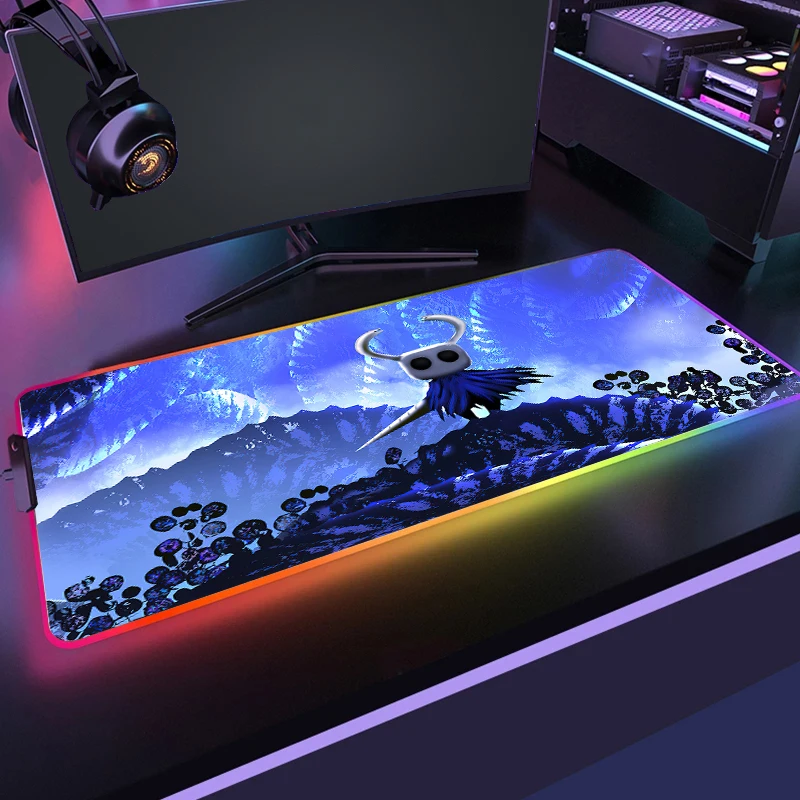 

Hollow Knight Game Mousepad RGB Gaming Mouse Pad LED Light Computer Laptop Gamer Big Mouse Mat Gaming Accessories Desk Mat 90x40