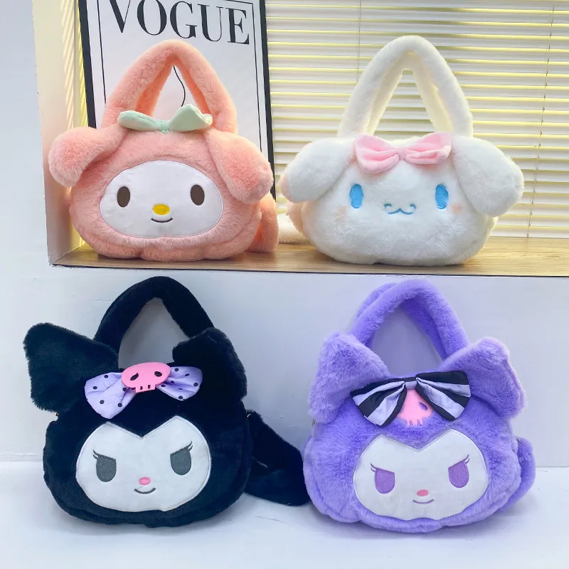 

Cartoon Plush Bag Sanrio Plushie Cinnamoroll Melody Kuromi Shoulder Crossbody Bag Outdoor Travel Portable Kawaii Stuffed SoftBag