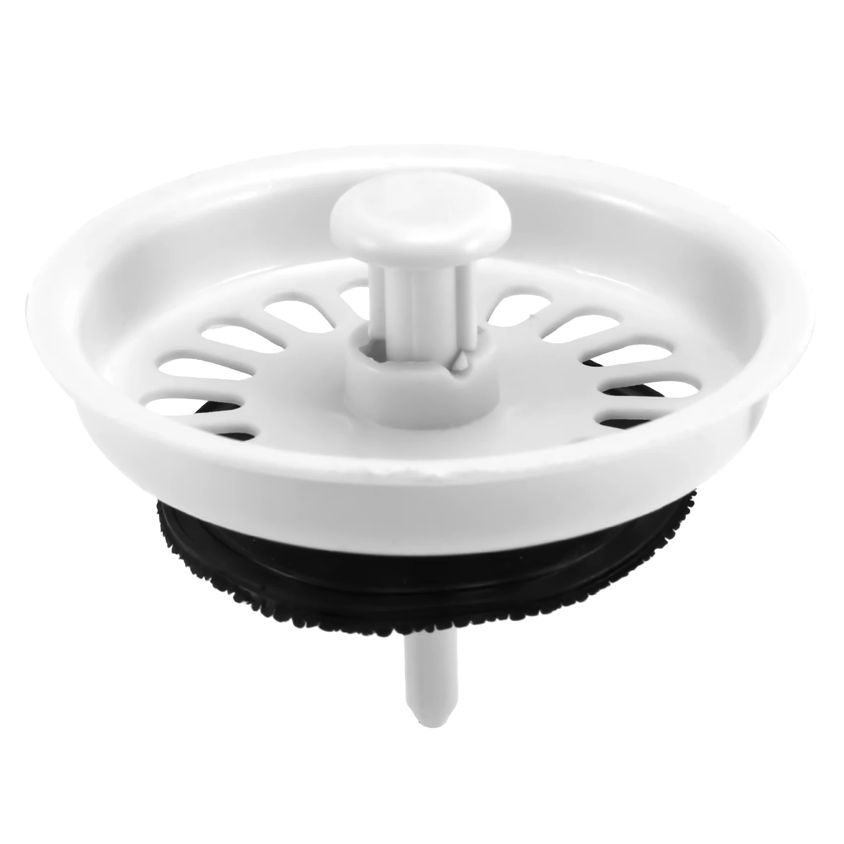 

Food Waste Stopper Spin Lock Sink Drain Strainer 3.1" Dia White Black Plastic