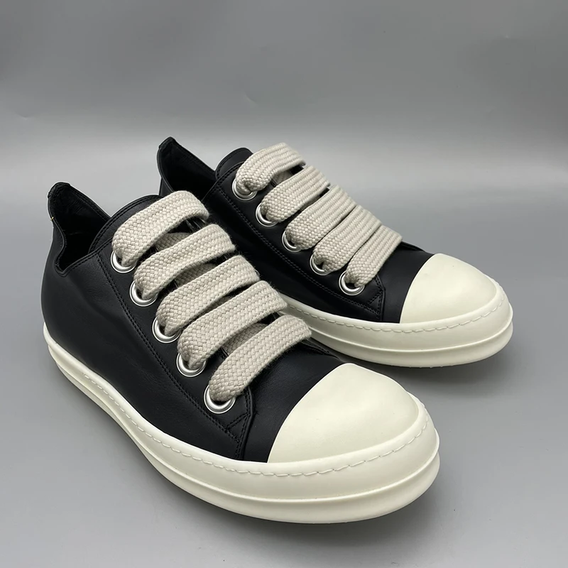 

Rick Original Shoes Jumbo Laces Sneaker Owens Mens Genuine Leather Sneaker Women Boots Retro Board Trend Highstreet Shoes
