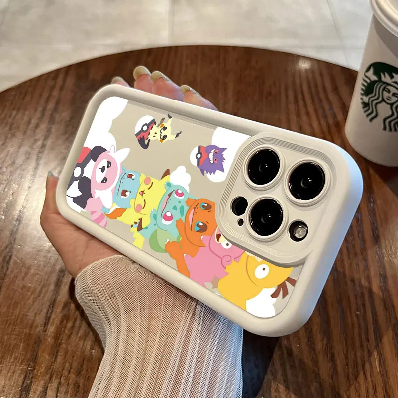 Чехол для телефона с изображением покемона храпа Пикачу iPhone 16 чехлы 15 14 13 12 Mini 11 Pro