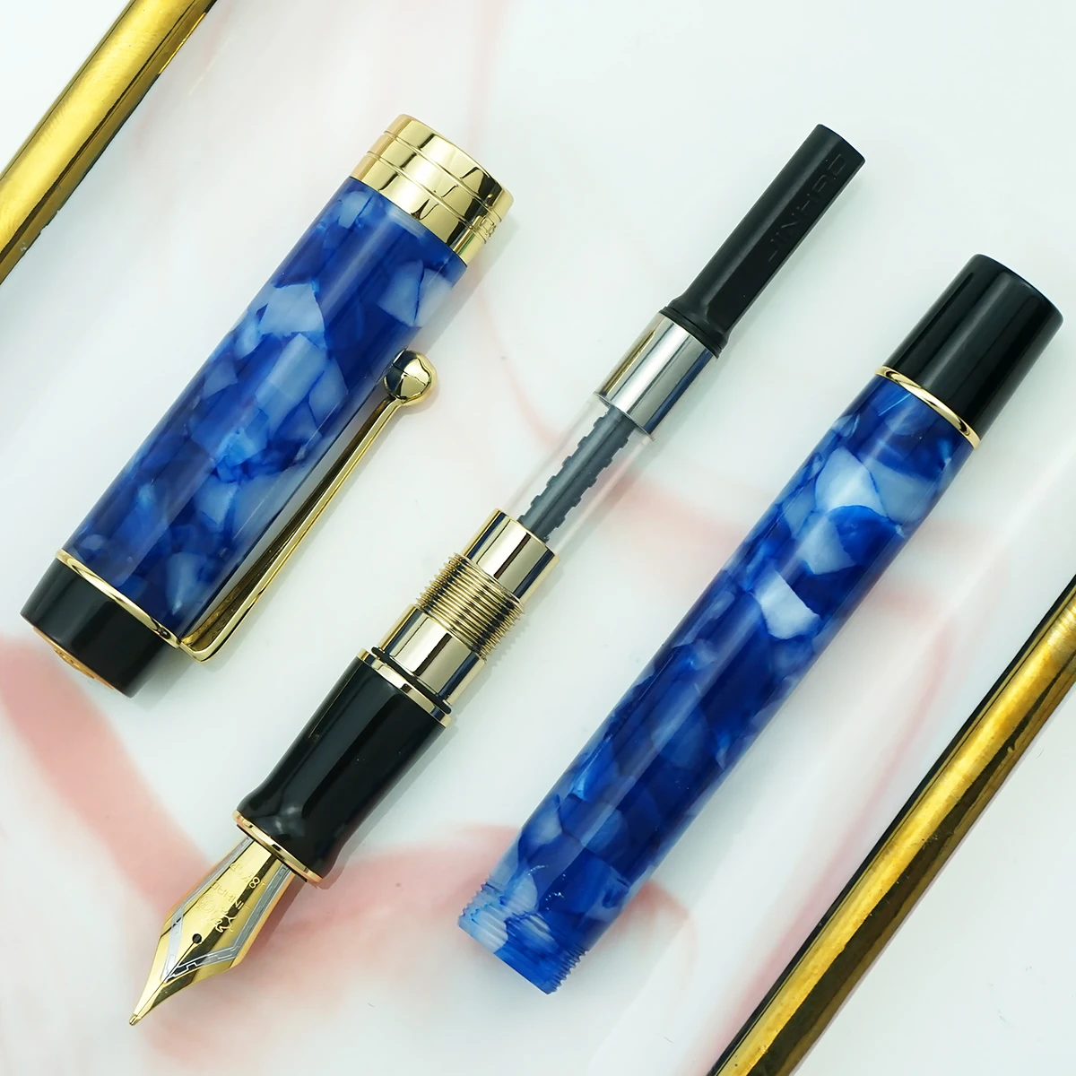 Jinhao 100 Centennial каучуковая перьевая ручка Oceaan Blue EF/F/M/изогнутое перо с конвертером