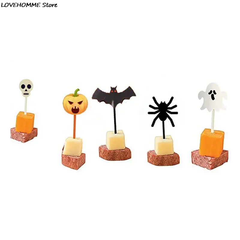 

10Pcs/Set Halloween Cartoon Cake Dessert Pick Toothpick Lunch Pick Children Fruit Fork Food Fork Bento Lunches Party Decoration