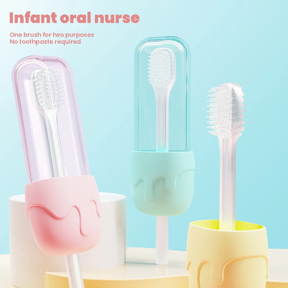 

2-in-1 Tongue Scraper For Baby Reusable Deciduous Teeth Cleaner For Infant Baby