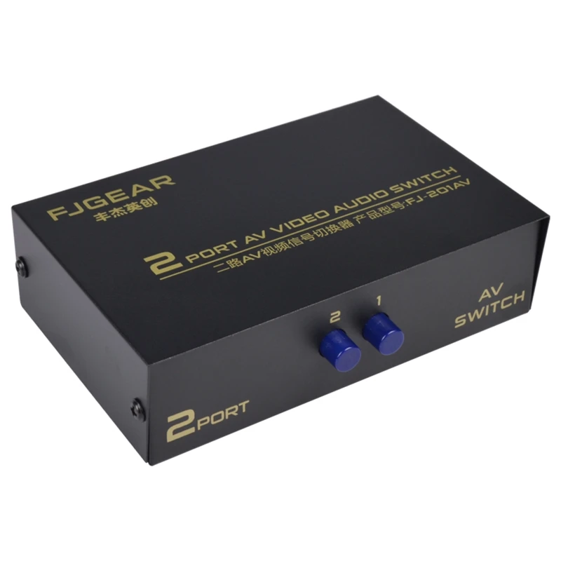 T5EE 2 Port AV RCA Switch 2 in 1 out Composite Video L/R Switcher Selector Box for DVD Player SNES N64 for PS2/3 Game Consoles