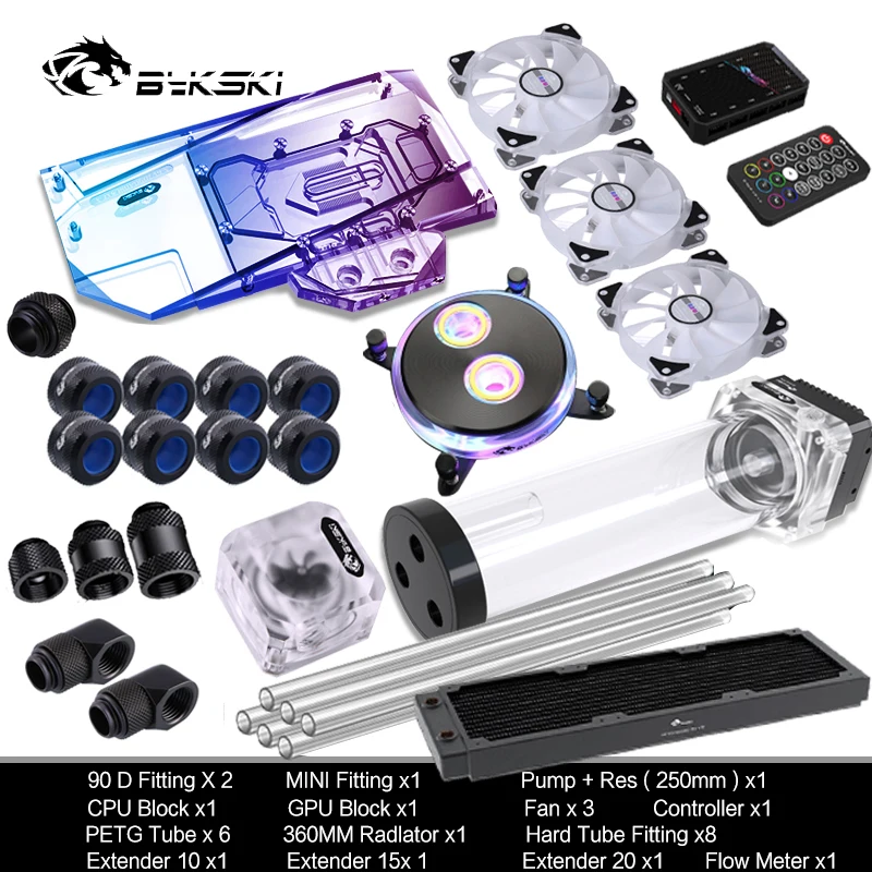 Bykski MOD PC Water Cooling Kit For Split Hard Pipe Tube Intel AMD Ryzen /NVIDIA RTX 30/40 Series Video Card,CPU+GPU Cooler