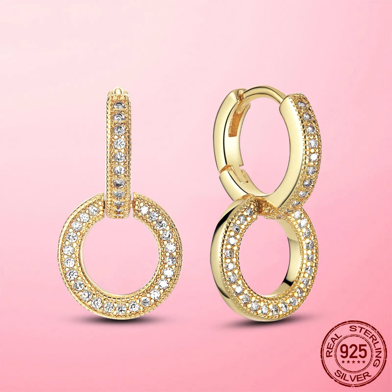 

Серьги-кольца женские из серебра 925 пробы с фианитами