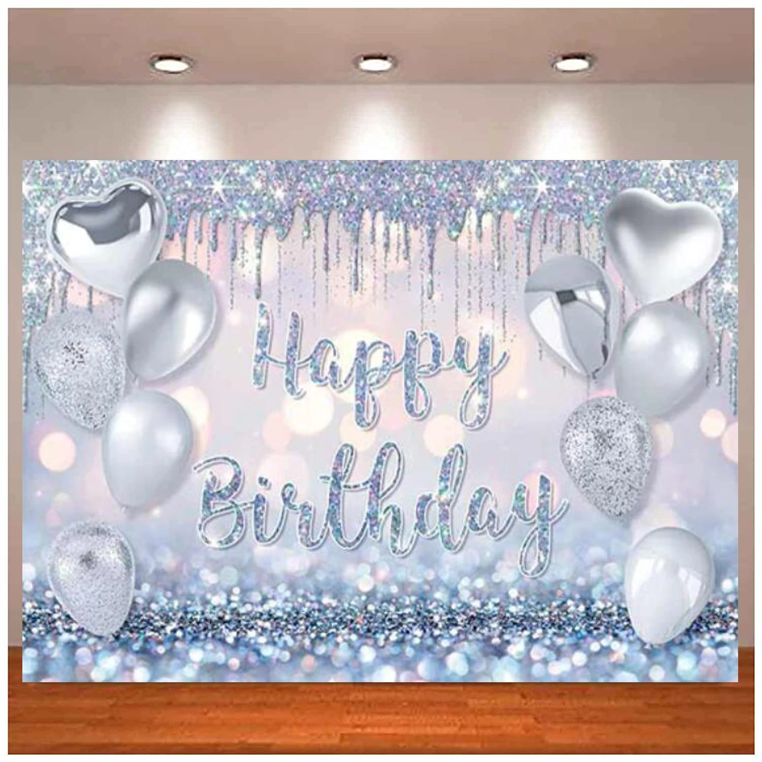 

Silver Birthday Party Photography Backdrop 16th 30th 40th 50th Milestone Background Decor Banner Girl Women Photo Booth Supplies