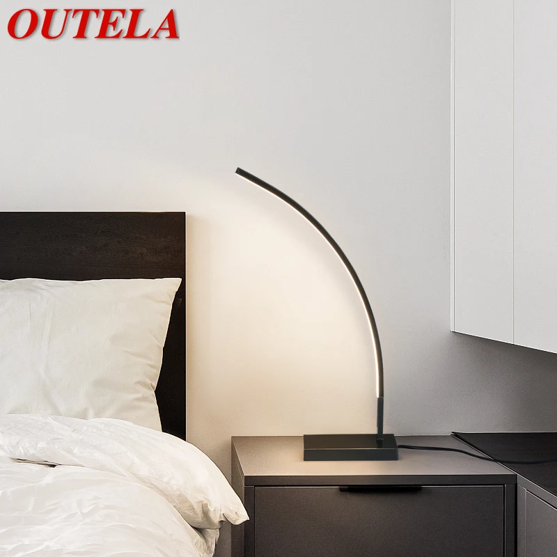 

OUTELA LED 3 Colors Brass Table Light Contemporary Simply Creative Decor Desk Lamp For Home Study Bed Room