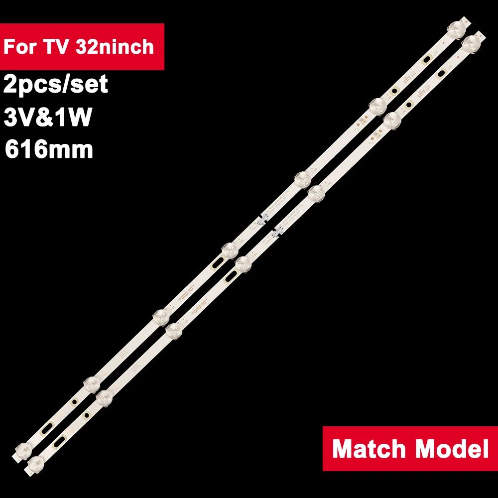 2 Pcs/set 3V 616mm 100% new led backlight strip For TV repair 32inch SJ.CX.D3200701-2835GS-M 2pcs/set Led Lighting Strip