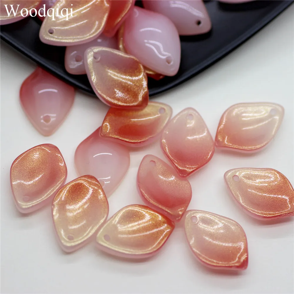 

20pcs 13x18mm Glass Lampwork Petals Leaf Vertical Hole Epiphyllum Diy Ancient Style Hairpin Headwear Material