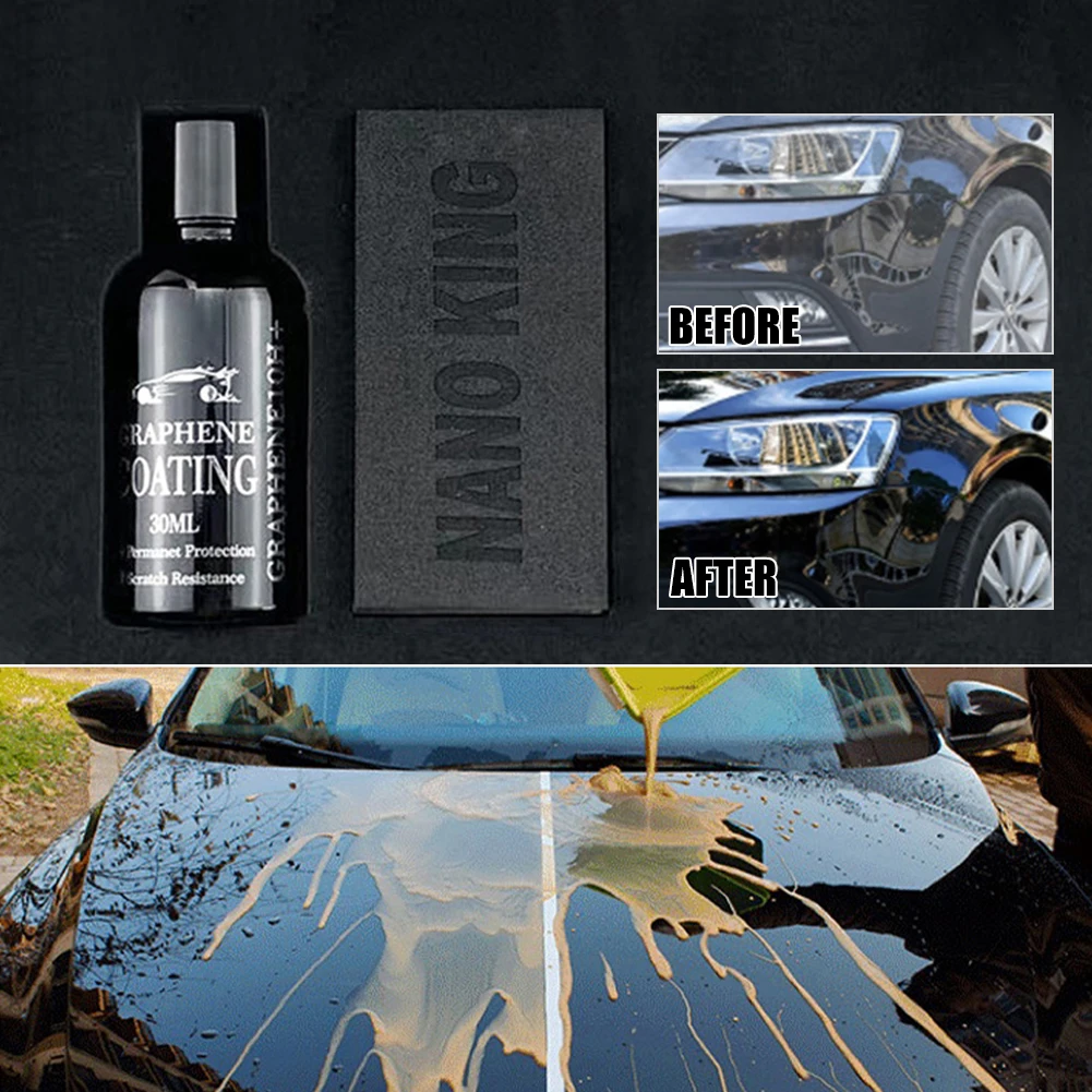 

30ml Car Graphene Nano Coating Agent Hydrophobic Car Polishing Anti Scratch Wax Coating Cleaning Agent 7H Hardness Car Detailing