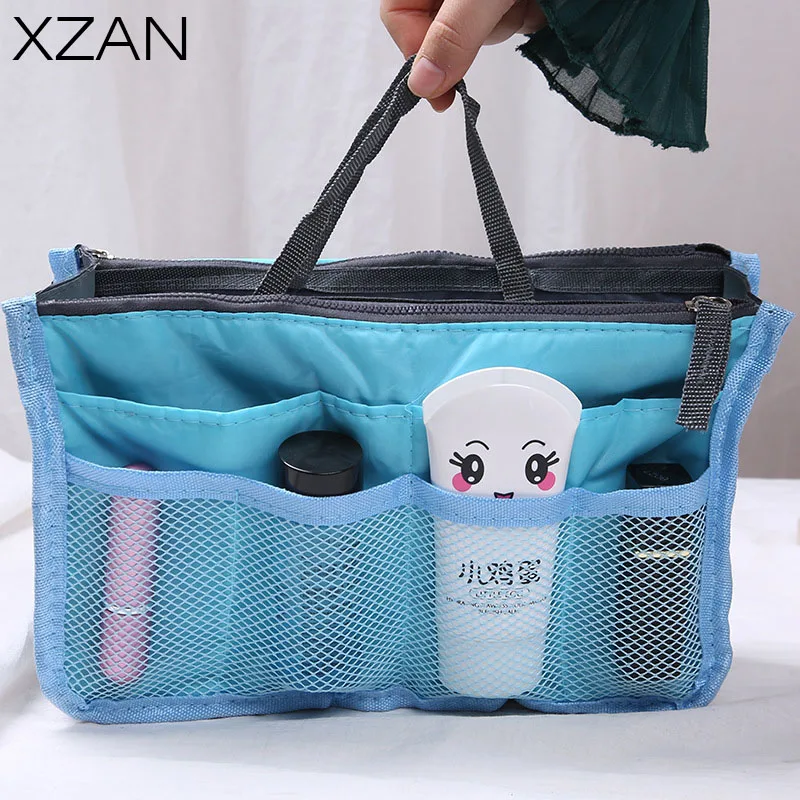 

Organizer Insert Bag Women Nylon Travel Organizer Handbag Large Liner Lady Makeup Cosmetic Bag Cheap Female Totes