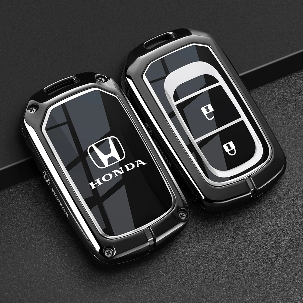 Фото Чехол-накладка из цинкового сплава и кожи для смарт-ключа автомобиля Honda Civic 11-го поколения, Accord, Vezel, Freed, Pilot, CRV 2021 №5