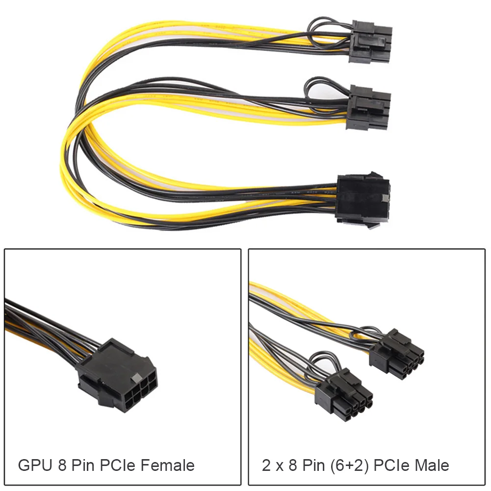 

Графическая видеокарта PCI-Express VGA, адаптер для графического процессора, источник питания «гнездо-штырь», PCIE, 8-контактный на двойной 8 (6 + 2), раз...