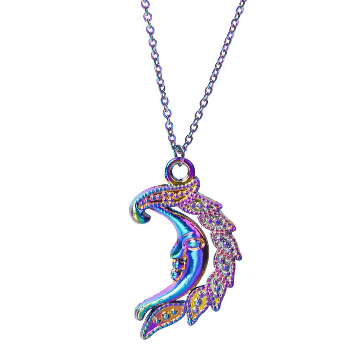 

1Pcs 29x18mm Metal Alloy Moon&Leaves Pendant Necklace&Pendant Electroplate 7 Colorful DIY Necklace Components Accessories