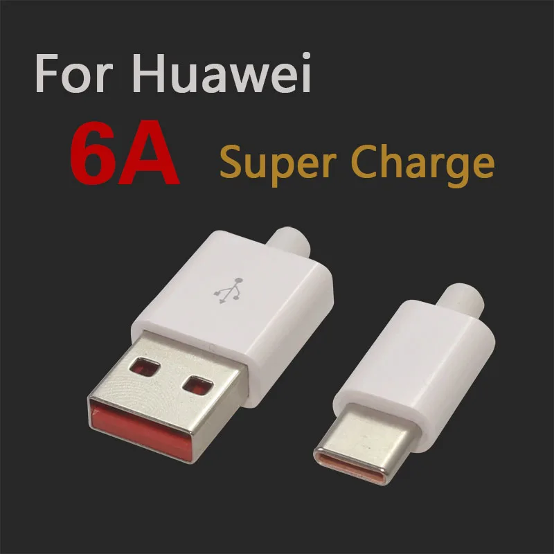 

Huawei 6A Quick Charge Male USB C Plug 2 Pin Connector De Carga DIY Jack Tipo C Wire Electric Enchufe