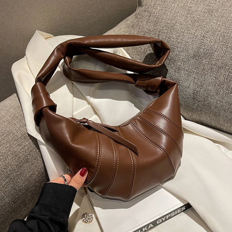 

Casual Small Half-moon Crossbody Bags for Women 2023 Trend Designer Fashion Simple Leather Handbags Hobo Bag