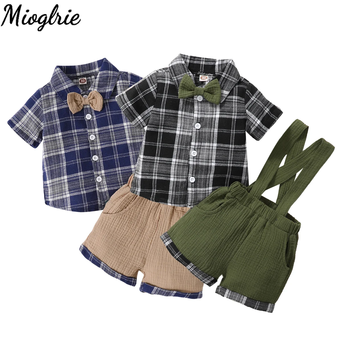 

Newborn Baby Boy Clothes Suit Short Sleeve Lattice Gentleman Suit Toddler for Boy Clothing Infant Boy Outfit for 6 9 12 Months