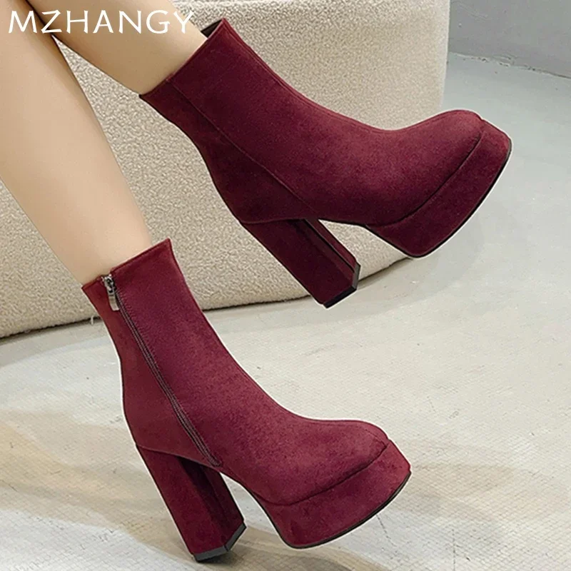 Замшевые женские ботильоны со шнуровкой цвет в ассортименте