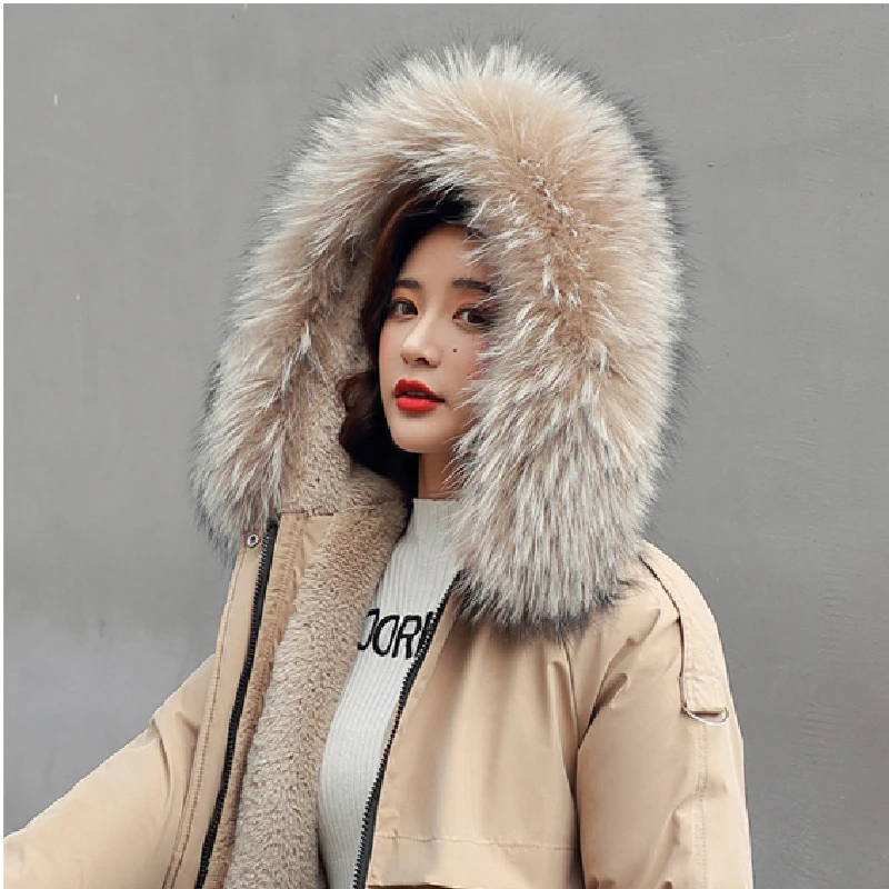 Winter Jacket Women 2022 Fashion New Fur Lining Warm Padded Parkas Hooded Snow Thick Solid Long Cotton Coat Tops Famale Clothing