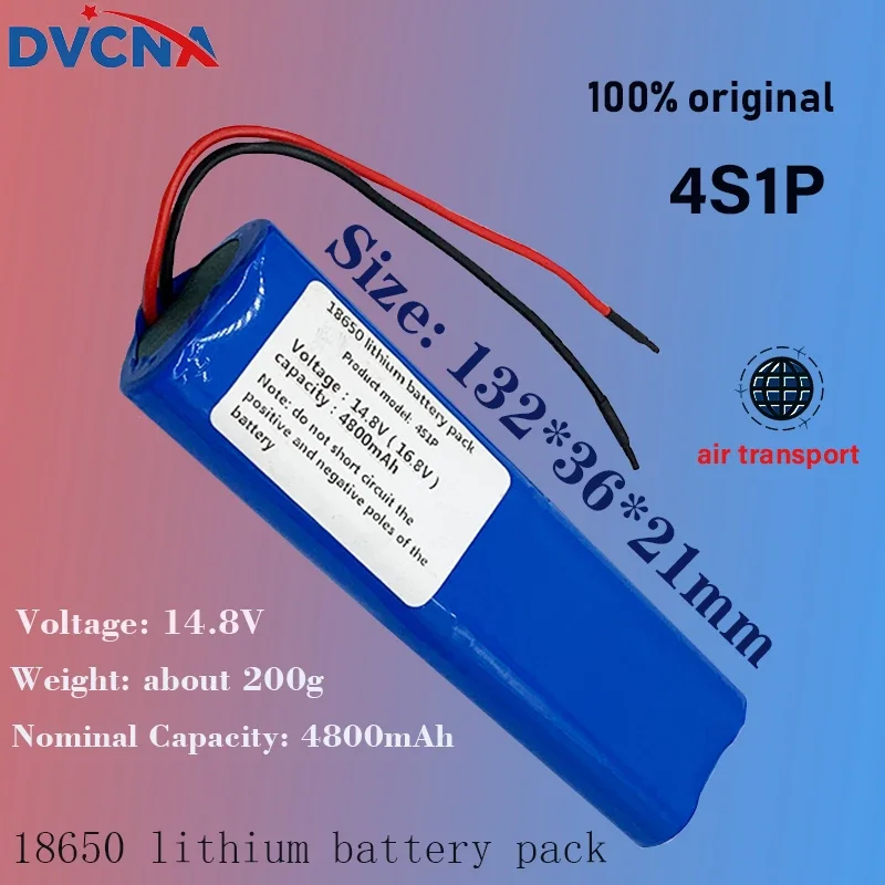 Новый литиевый аккумулятор 14,8 в 4800 мАч 14,8 в-16,8 в 4S1P 18650 4800 мАч с PCB18650 со свинцовыми проводами