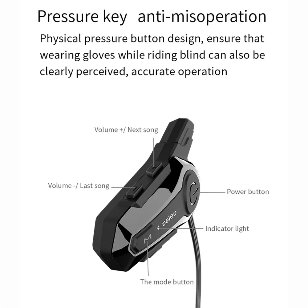 Bluetooth 5.0 Helmet Intercom Helmet Headset Motorcycle Headset Is Suitable for Front and Rear Intercom Built-In 800 Mah Battery enlarge