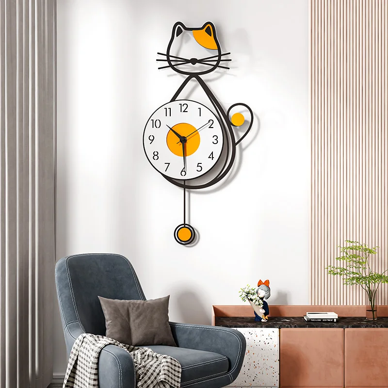 Настенные часы с изображением котенка простые скандинавские невероятно узкие