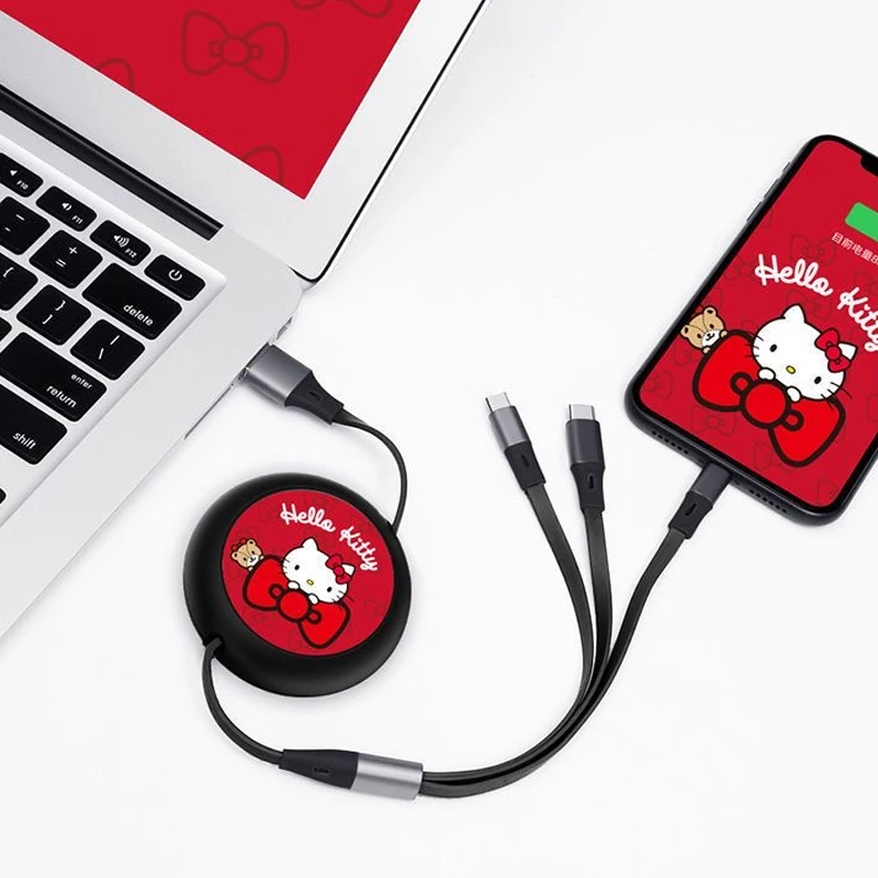 Kawaii черный набор кабелей для передачи данных Hello Kitty подарок на день рождения