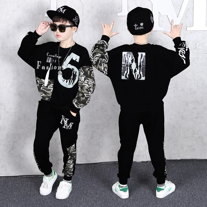 

Kids Tracksuit Boys Clothes Set Hip-hop Dnace Costume Sport Suit for Girls Teen Hoodies Haren Pants Outfits For 6 8 10 12 14 Yrs