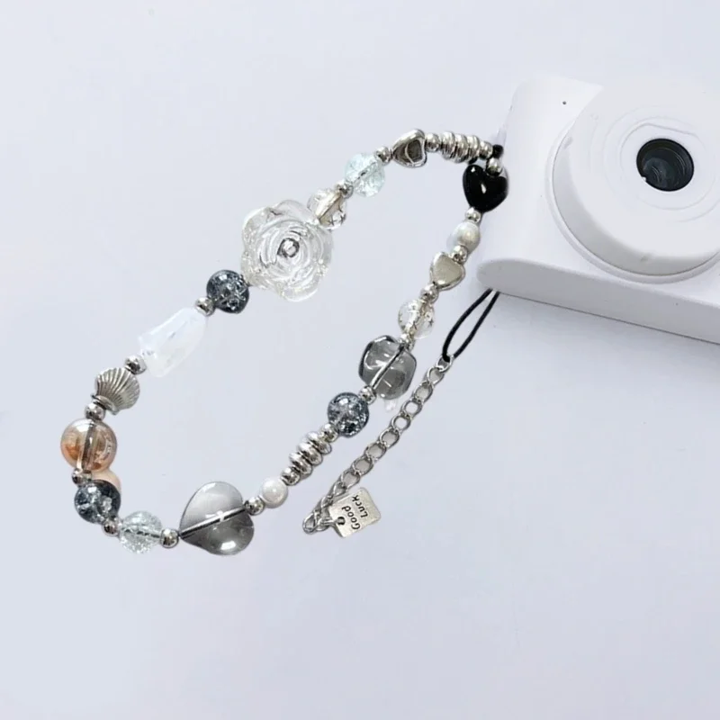 Элегантная цепочка для мобильного телефона с розовыми бусинами прочная подвеска