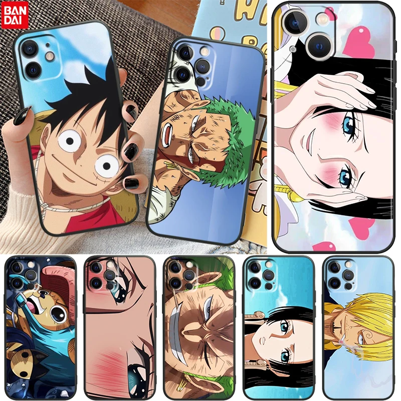 

One Piece Luffy Cartoon For Apple iPhone 13 12 11 Pro Max Mini XS Max X XR 6 7 8 Plus 5S SE 2020 Soft Silicone Black Phone Case