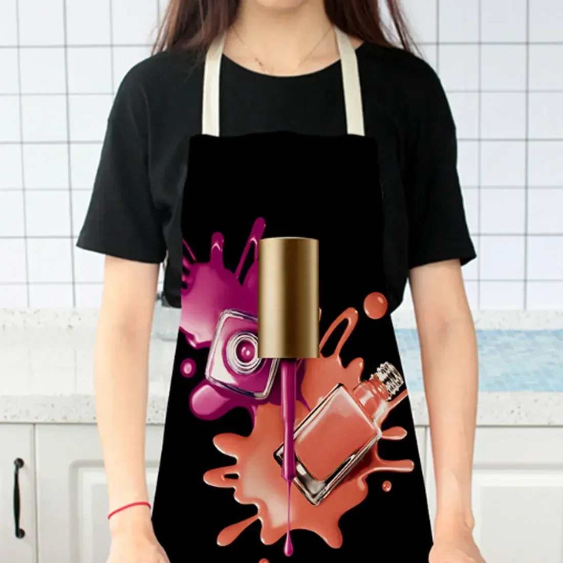 Красочный лак для ногтей косметический узор кухонный фартук шеф-повара раньше