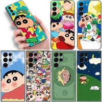 anime crayo shin chan phone case for samsung galaxy s22 s21 ultra s20 fe s8 s9 s10e s10 plus lite s7 edge 5g black soft cover