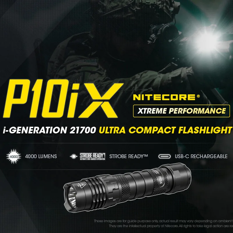 Перезаряжаемый фонарик NITECORE P10iX Мощный тактический USB-фонарик 4000 люмен