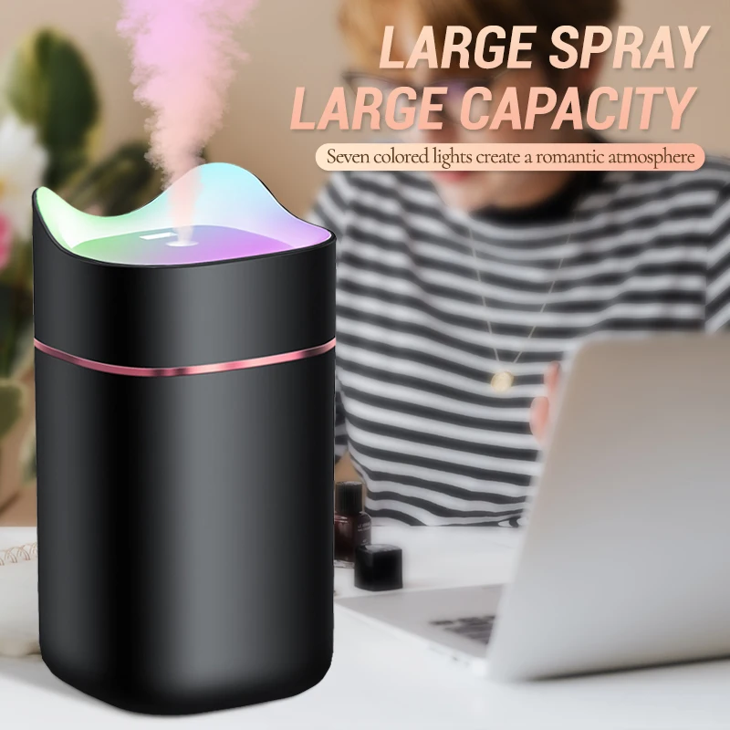 1.4L Air Humidifier USB Ultrasonic Humidifier Aroma Diffuser with Coloful LED Light Mist Maker for Bedroom Home Car