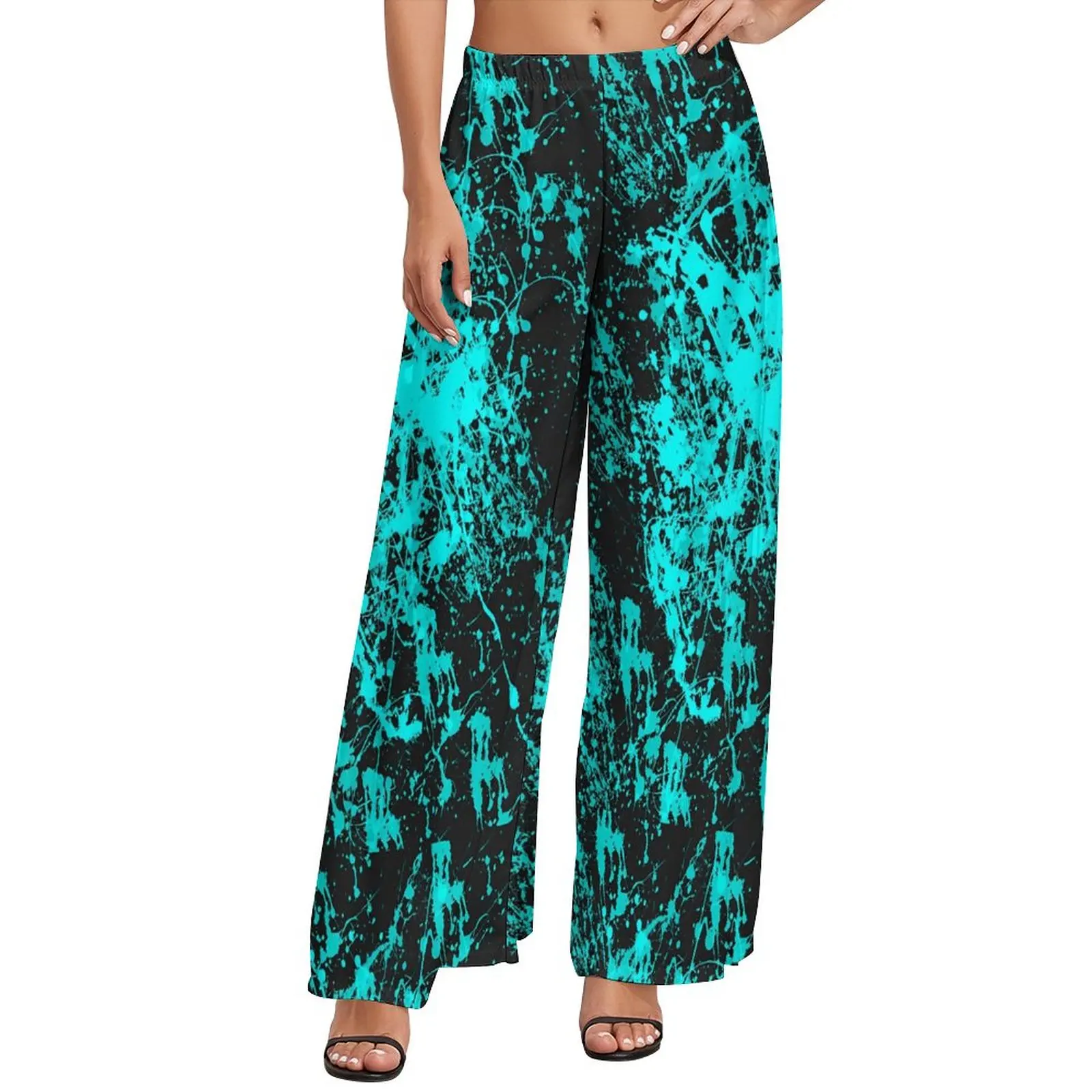 

Paint Brush Splatter Pants Abstract Print Street Wear Straight Wide Leg Pants Elastic Waist Home Trousers 4XL 5XL 6XL