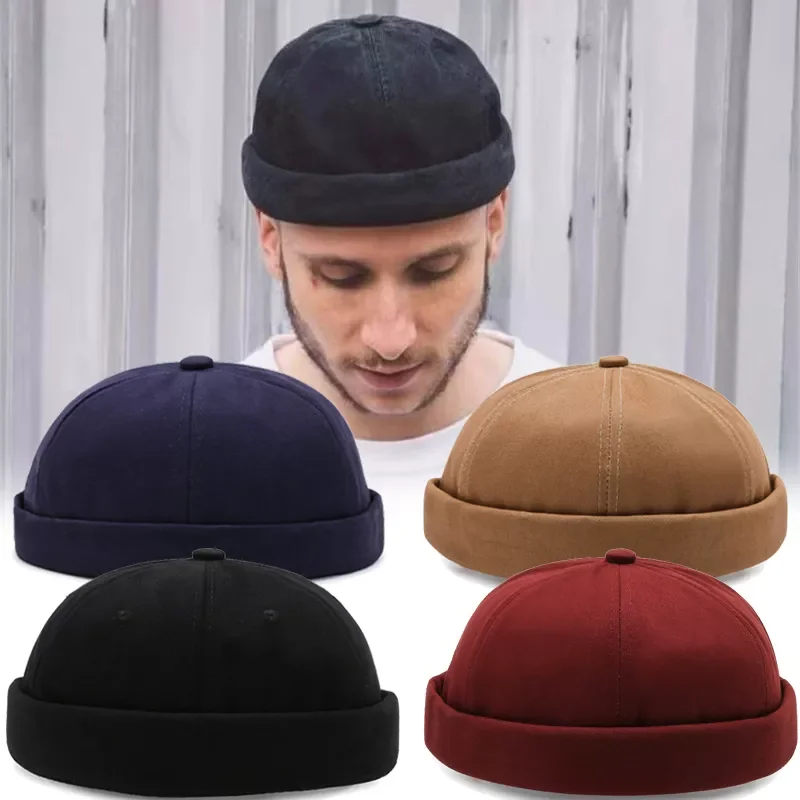 

Dome Hat Melon Unisex Brimless Beanie Cap Solid Color Trend Yuppies Docker Hat Adjustable Winter Hat Bonnet Beanies