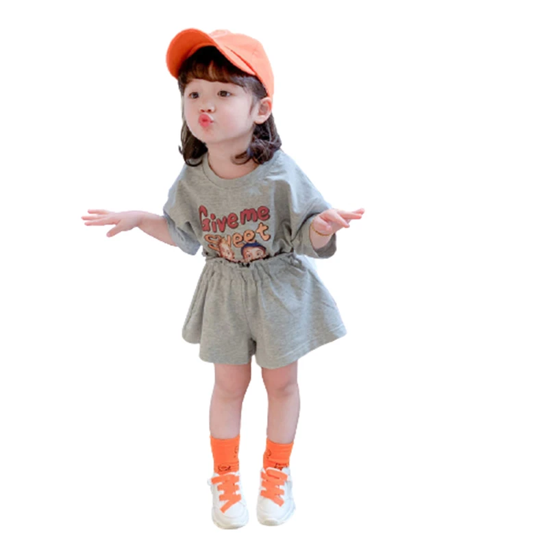 

Girls Sport Suit Summer Letter Print T shirts Shorts 2pcs For Girls Toddler Baby Girl Clothes Set Kids Outfit