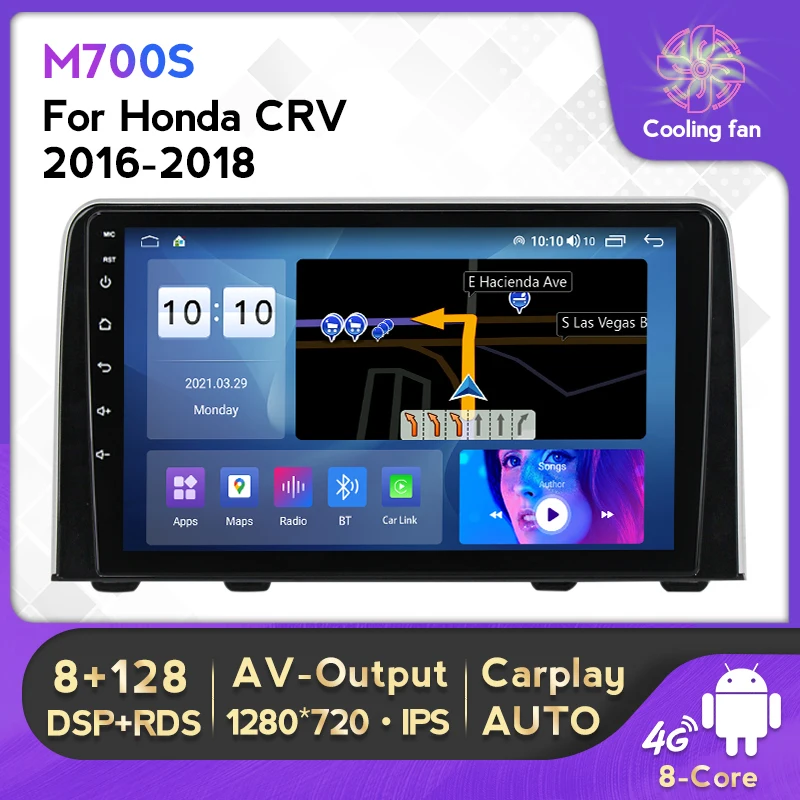 

Car Radio Multimedia Video Player For Honda CRV CR-V 5 RT RW 2016 - 2018 Carplay Auto WIFI BT DSP RDS Android 12 No 2Din DVD