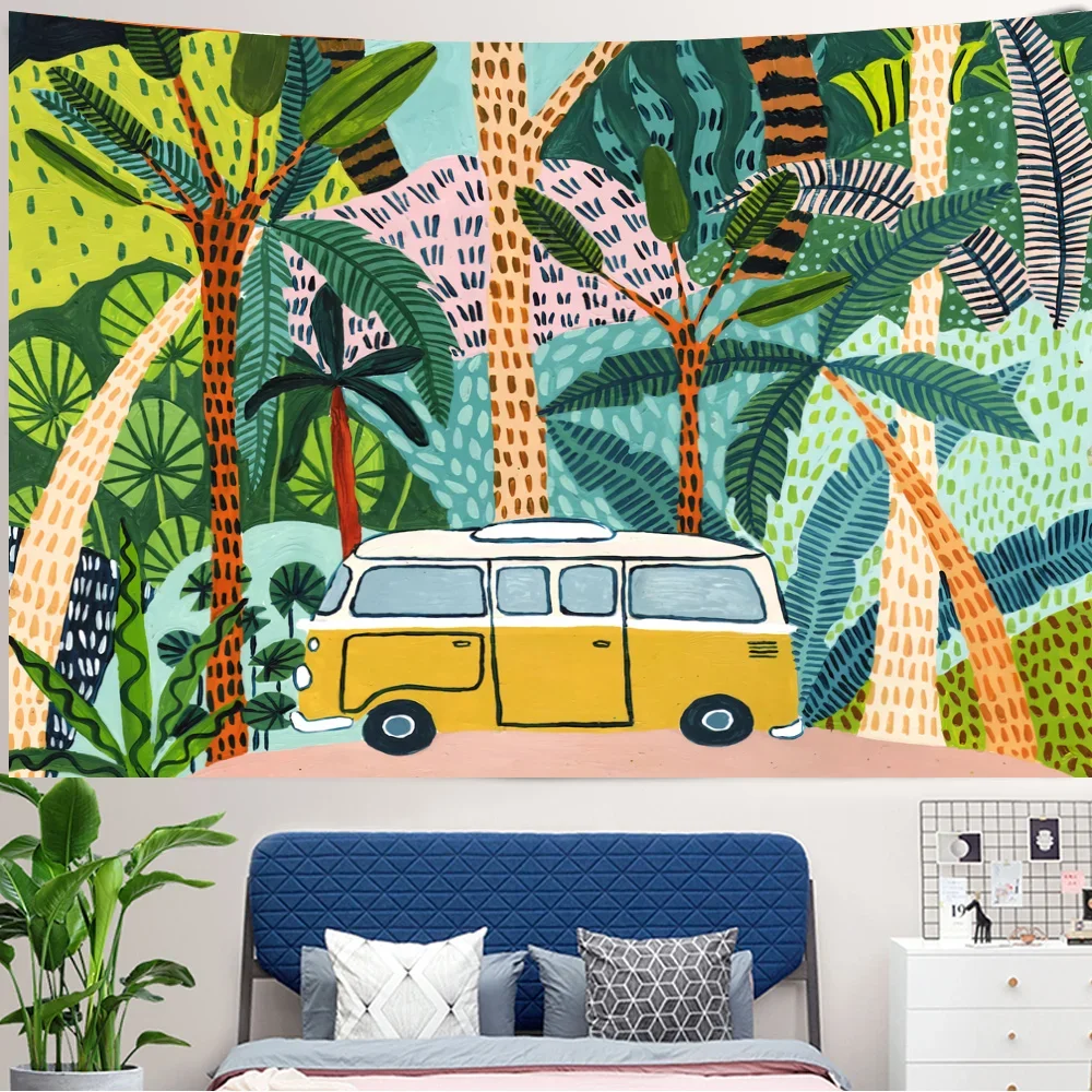 

Бохо гобелен с изображением девушки и растения