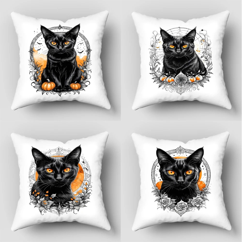 Современная наволочка с черным котом декоративная для спальни дома и офиса