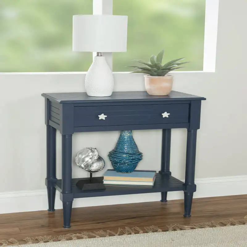 

Coastal Single Drawer Side Table with , Navy