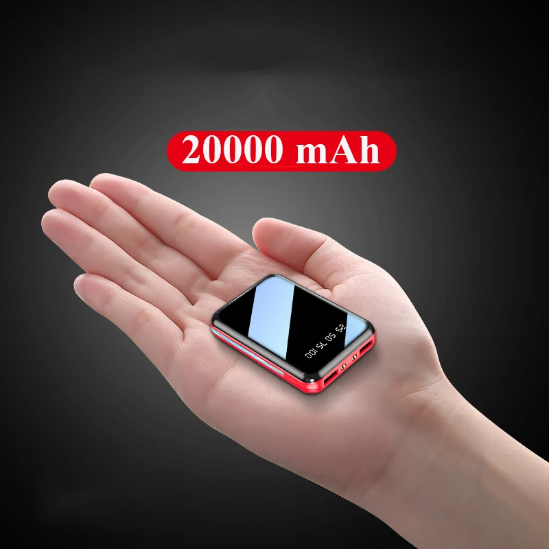 

Портативный мини-аккумулятор с зеркальным экраном, 20000 мАч